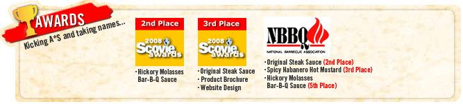 Fire Brand by Freedom Grill wins Scovie Awards 2nd Place Hickory Molasses Bar B-Q Sauce, 3rd Place Product Brochure, 3rd Place Website Design. Fire Brand by Freedom Grill wins Nation Barbecue Association Awards 2nd Place Original Steak Sauce, 3rd Place Spicy Habanero Hot Mustard, and 5th Place Hickory Molasses Bar-B-Q Sauce.